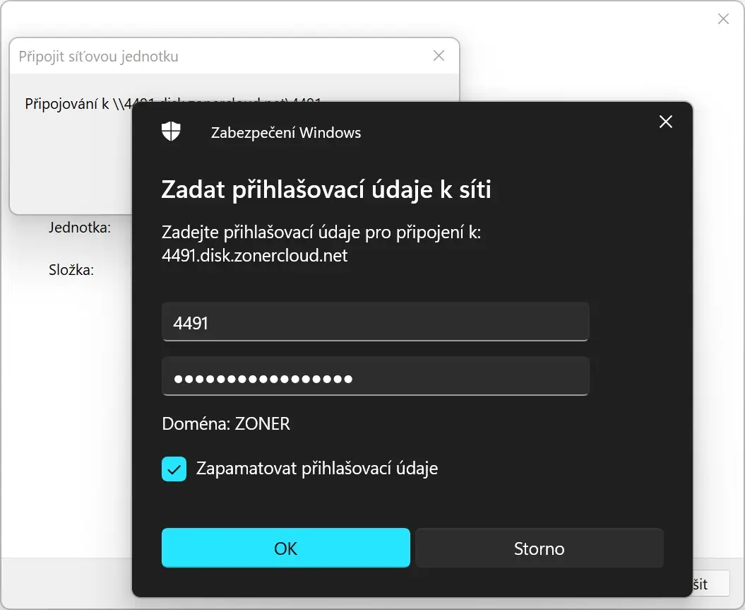 Připojení Cloud Disku do Windows 11