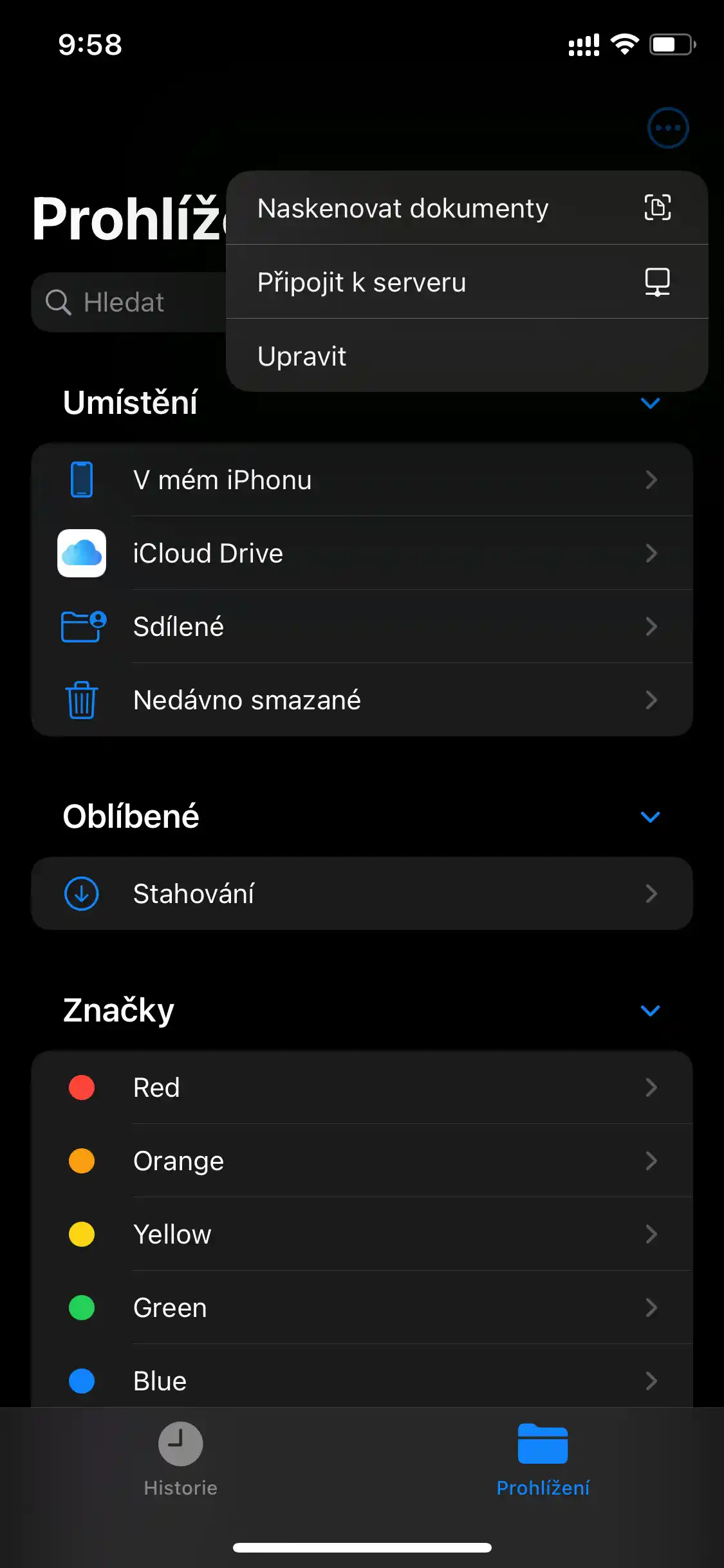 Postup pro připojení do operačního systému Apple iOS a iPadOS